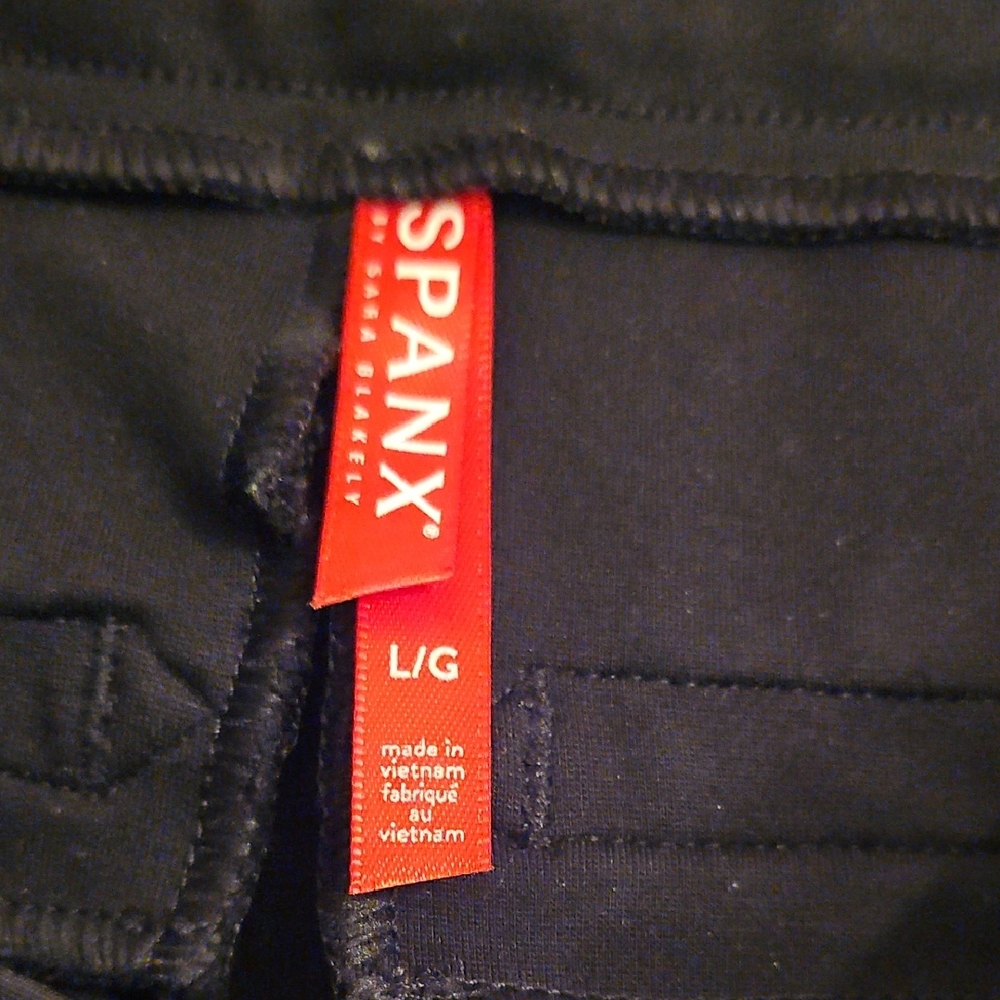 SPANX Black Skinny Ankle -Tuxedo Sequin stripe - Size L - Picture 8 of 9
